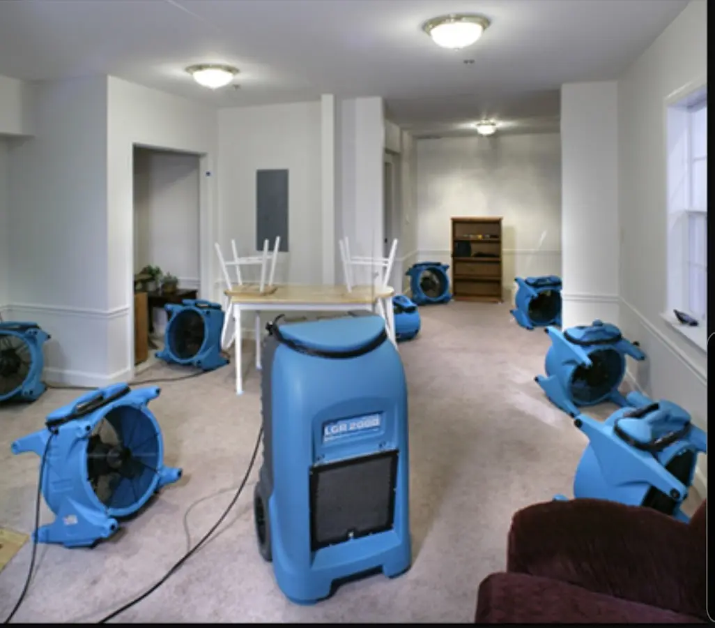 Air movers and dehumidifier setup for Water Damage Restoration in Zephyrhills West